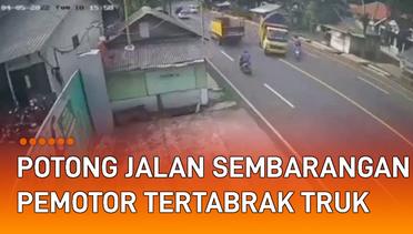 Potong Jalan Sembarangan, Pemotor Tertabrak Truk di Tengah Jalan Terekam CCTV