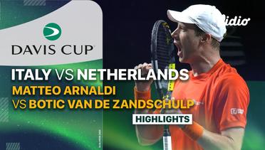 Italia ( Matteo Arnaldi) vs Netherlands (Botic Van De Zandschulp) - Highlights | Davis Cup 2023