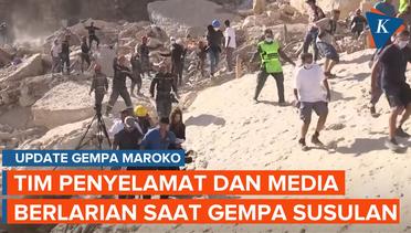 Detik-detik Tim Penyelamat dan Media Berlarian Usai Rasakan Gempa Susulan di Maroko