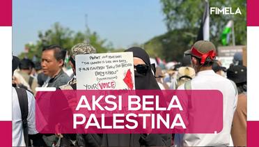 Zaskia Adya Mecca Bela Palestina dengan Turun ke Jalan