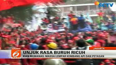 Unjuk Rasa Buruh di Jakarta Ricuh, Massa Lempar Kembang Api dan Petasan - Liputan6 SCTV