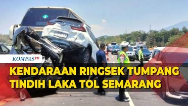 Penampakan Kendaraan Bertumpuk Akibat Kecelakaan Beruntun di Tol Semarang