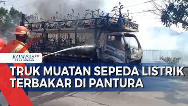 Truk Sepeda Listrik Terbakar di Jalan Pantura Brebes, Kerugian Ratusan Juta