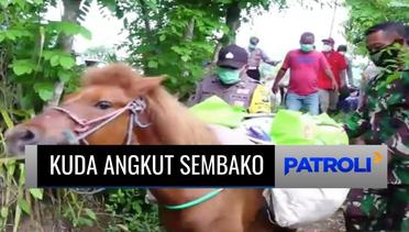 Bertugas ke Daerah Terpencil, Polisi di Jember Salurkan Sembako Covid-19 Pakai Kuda