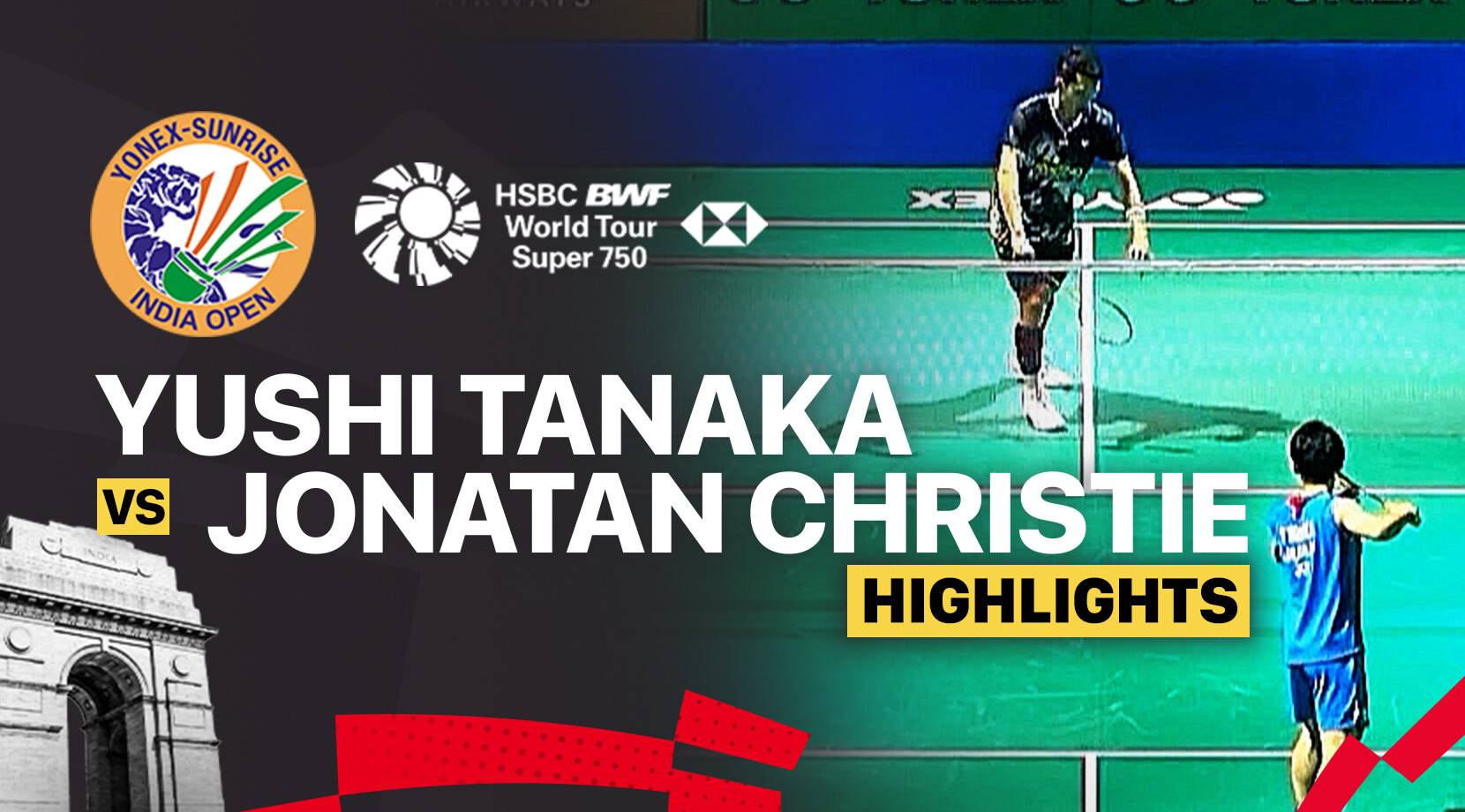 Yushi Tanaka (JPN) vs Jonatan Christie (INA) - Men's Singles Round of 16 | YONEX-SUNRISE India Open 2026