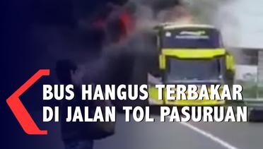 Bus Hangus Terbakar di Jalan Tol Pasuruan