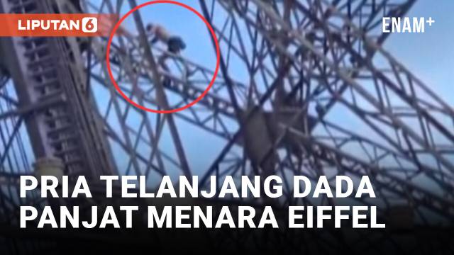 Heboh! Seorang Pria Panjat Menara Eiffel Jelang Penutupan Olimpiade Paris