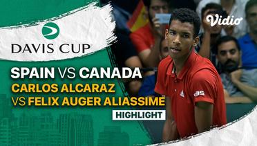 Highlights | Grup B Spain vs Canada | Carlos Alcaraz vs Felix Auger Aliassime  | Davis Cup 2022