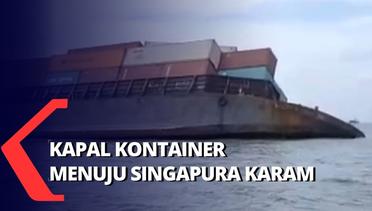 Diterjang Ombak Hingga Bocor, Kapal Tongkang Pengangkut Ratusan Kontainer Karam