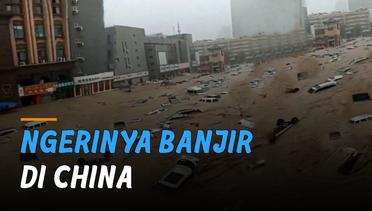 Ngerinya Banjir di China, Mobil-Mobil Mengapung dan Penumpang Kereta Terjebak