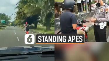Apes, Pemuda Standing Motor di Jalanan Sepi Terciduk Polisi Dibelakangnya