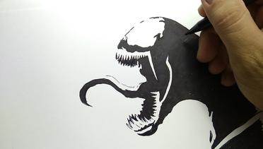 cara menggambar Venom, musuh spiderman / how to draw Venom, spiderman enemy