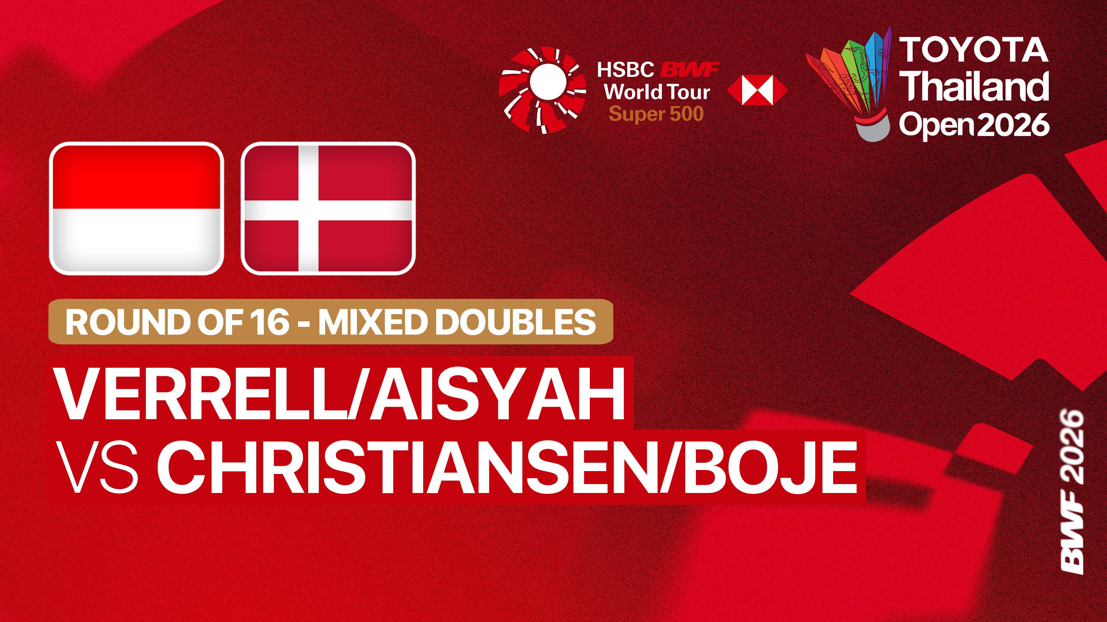 Verrell Yustin Mulia/Aisyah Salsabila Putri Pranata (INA) vs Mathias Christiansen/Alexandra Boje (DEN) - Mixed Doubles Round of 16 | TOYOTA Thailand Open 2026