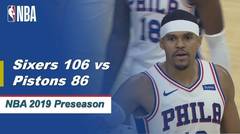 NBA | Cuplikan Pertandingan: Sixers 106 vs Pistons 86 | 2019 NBA Preseason