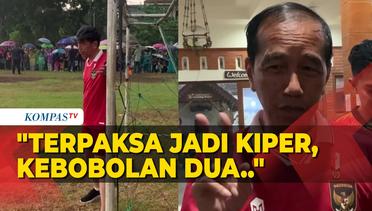 Momen Jokowi Bermain Bola Diguyur Hujan, Kebobolan Dua Gol