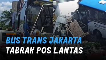 Viral Kecelakaan Bus Trans jakarta Tabrak Pos Lantas di Jakarta