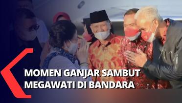 Sambut Megawati di Bandara, Ganjar: Kangen Aja Sama Bu Mega