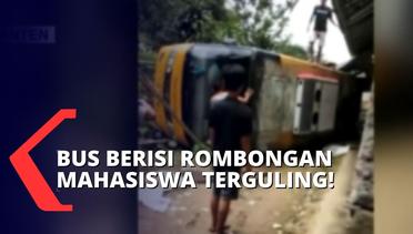 Diduga Tak Kuat Menanjak, Bus Rombongan Mahasiswa Terguling saat Menuju Kampung Baduy