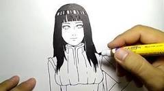 cara menggambar hinata istri naruto / how to draw hinata