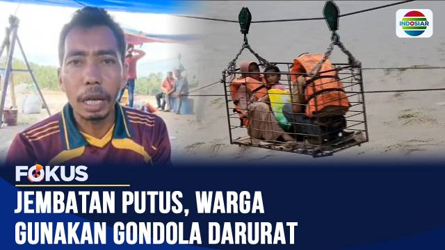 Jembatan Putus, Warga Bireuen Bertaruh Nyawa Menyeberang Sungai dengan Gondola | Fokus