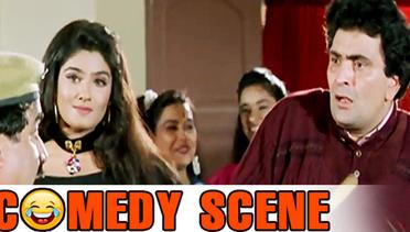 Raveena Tandon And Rishi Kapoor At Police Station | Comedy Scene | Saajan Ki Baahon Mein | HD