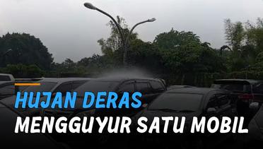 Fenomena Langka, Hujan Deras Mengguyur Satu Mobil