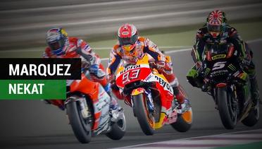 Marquez Nekat Menyalip di Antara Dovizioso dan Zarco di MotoGP Qatar
