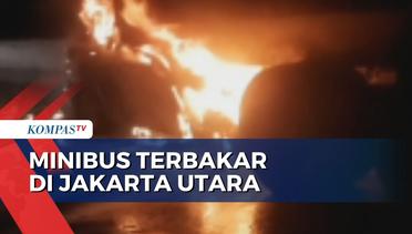 Tabrak Bagian Belakang Truk, Sebuah Minibus Terbakar di Jakarta Utara, Pengemudi Tewas