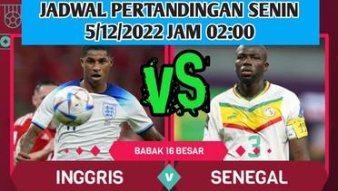 Inggris Vs Senegal, Jadwal Piala Dunia Qatar 2022 Tanggal 5/12/2022