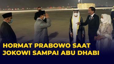 Momen Prabowo Subianto Sambut Kedatangan Jokowi di Bandara Abu Dhabi