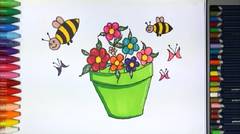 Menggambar Bunga Dalam Pot - Belajar Gambar Dan Mewarnai
