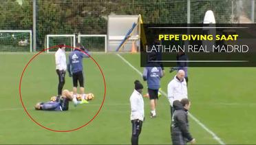 Pepe Lakukan Diving usai Bertabrakan dengan James Rodriguez saat Latihan Real Madrid