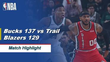 NBA I Match Highlight : Milwauke Bucks 137 vs Portland Trail Blazers 129