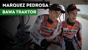 Kehebohan Marquez dan Pedrosa Kendarai Traktor