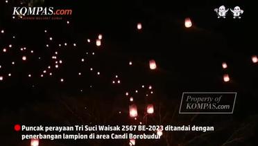 Momen Lampion Waisak Diterbangkan di Langit Borobudur