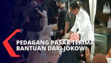 Didampingi Mensos, Presiden Jokowi Salurkan Bantuan Bahan Pokok dan Uang Tunai ke Pedagang Pasar