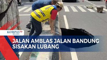 Aspal Jalan Bandung Kota Malang Tiba-Tiba Amblas, Bahayakan Pengguna Jalan