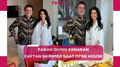 6 Tampilan Farah Quinn Kenakan Kaftan Putih Shimmer saat Open House Lebaran di Amerika Serikat