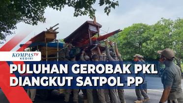 Parkir Sembarangan, Puluhan Gerobak PKL Diangkut Satpol PP Kabupaten Kediri
