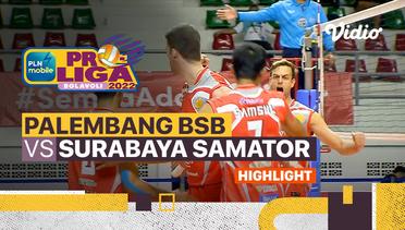 Highlights | Palembang Bank Sumsel Babel vs Surabaya Bhayangkara Samator | PLN Mobile Proliga Putra 2022