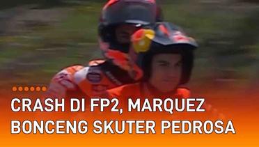Momen Marc Marquez Numpang Dani Pedrosa Usai Crash di MotoGP Spanyol