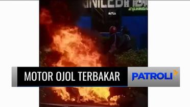 Motor Ojol Tiba-tiba Terbakar Saat Sedang Membawa Penumpang di Jalan Rasuna Said, Jaksel | Patroli