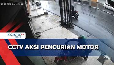 Detik-detik Rekaman CCTV Aksi Pencurian Motor di Medan