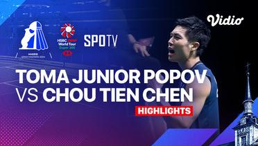 Men's Singles: Toma Junior Popov (FRA) vs Chou Tien Chen (TPE) - Highlights | Madrid Spain Masters 2024