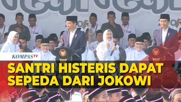 Momen Seorang Santri Histeris Dapat Sepeda dari Jokowi di Hari Santri 2023