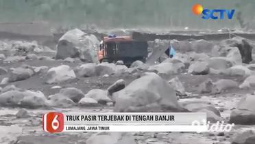 Truk Pasir Terjebak di Tengah Banjir Lahar Semeru