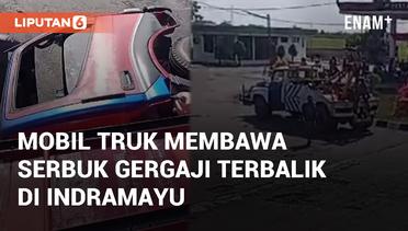 Viral Mobil Truk Membawa Serbuk Gergaji Terbalik di Indramayu