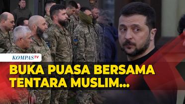 Momen Zelensky Ikut Buka Puasa Bersama Tentara Muslim di Ukraina