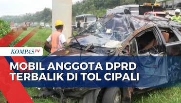 Mobil Anggota DPRD Jawa Barat Terbalik di Tol Cipali, 1 Orang Luka Berat