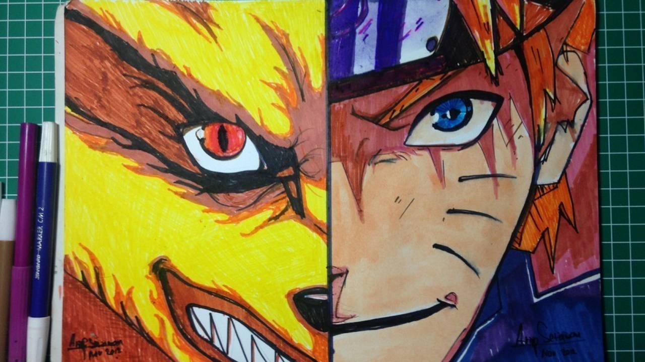 keren, gambar NARUTO DAN KYUBI dengan spidol | Vidio